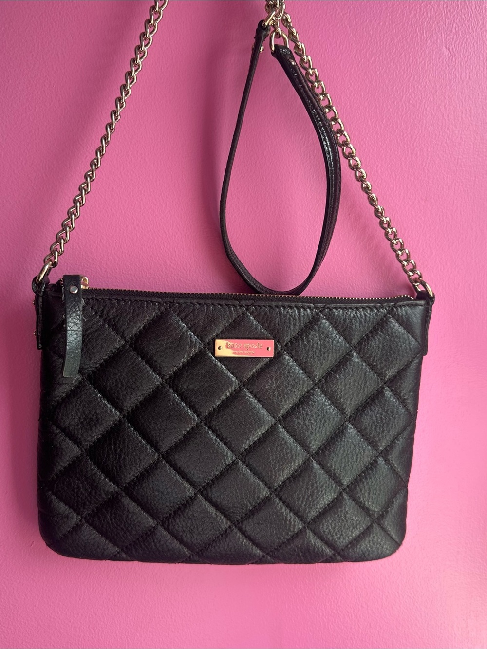 Kate Spade Quilted Leather Black Chain-Strap Crossbody Bag